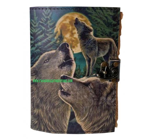 Howl Wolf Leather Print Leather Journal